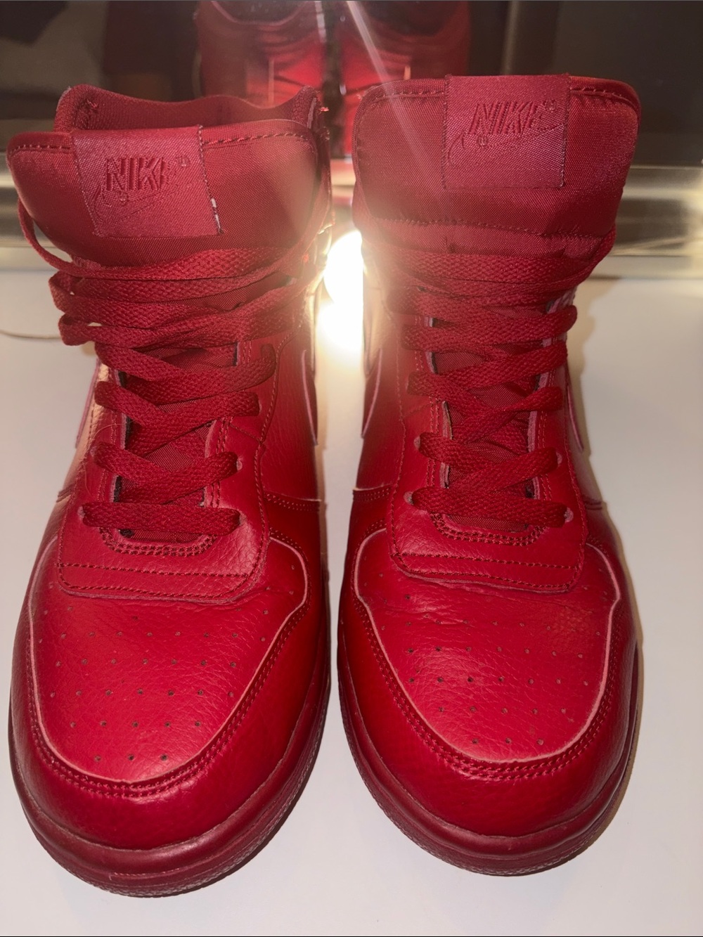 Men’s Nike Red High-Top Leather Sneakers Sz 9
